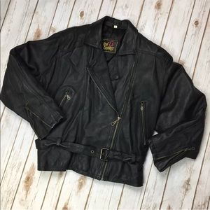 Vintage Leather Asymmetric Zip Moto Jacket Mad Max